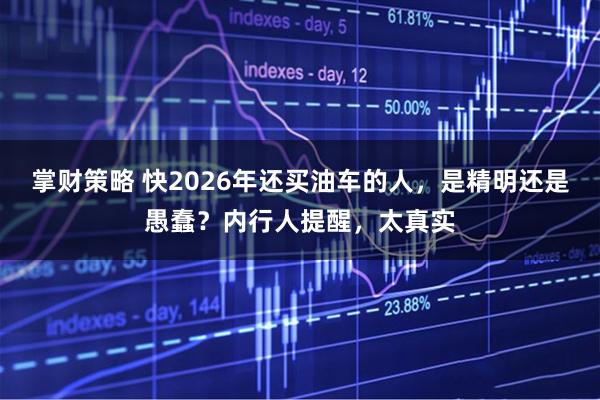 掌财策略 快2026年还买油车的人，是精明还是愚蠢？内行人提醒，太真实